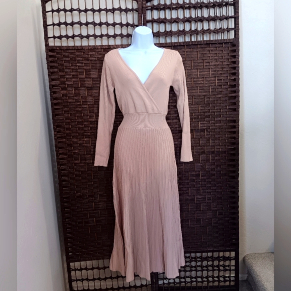 Elegant Long Sleeve Pink Dress